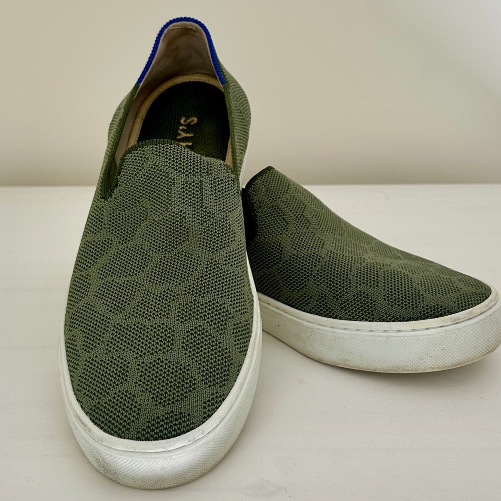 Women’s Green Rothy’s slip on sneakers size 6.5